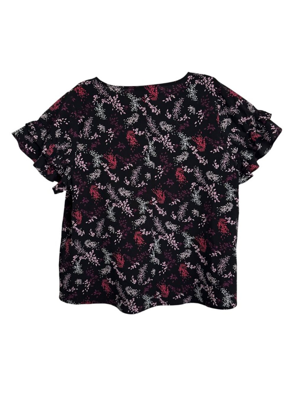 Lane Bryant Womens Dark Floral Ruffle Sleeve Top SZ 18 Whimsy Fairy Whimsigoth - Picture 3 of 8